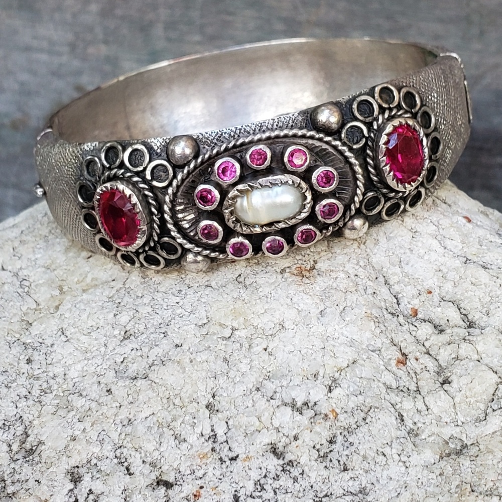 Vintage sterling pink tourmaline bracelet